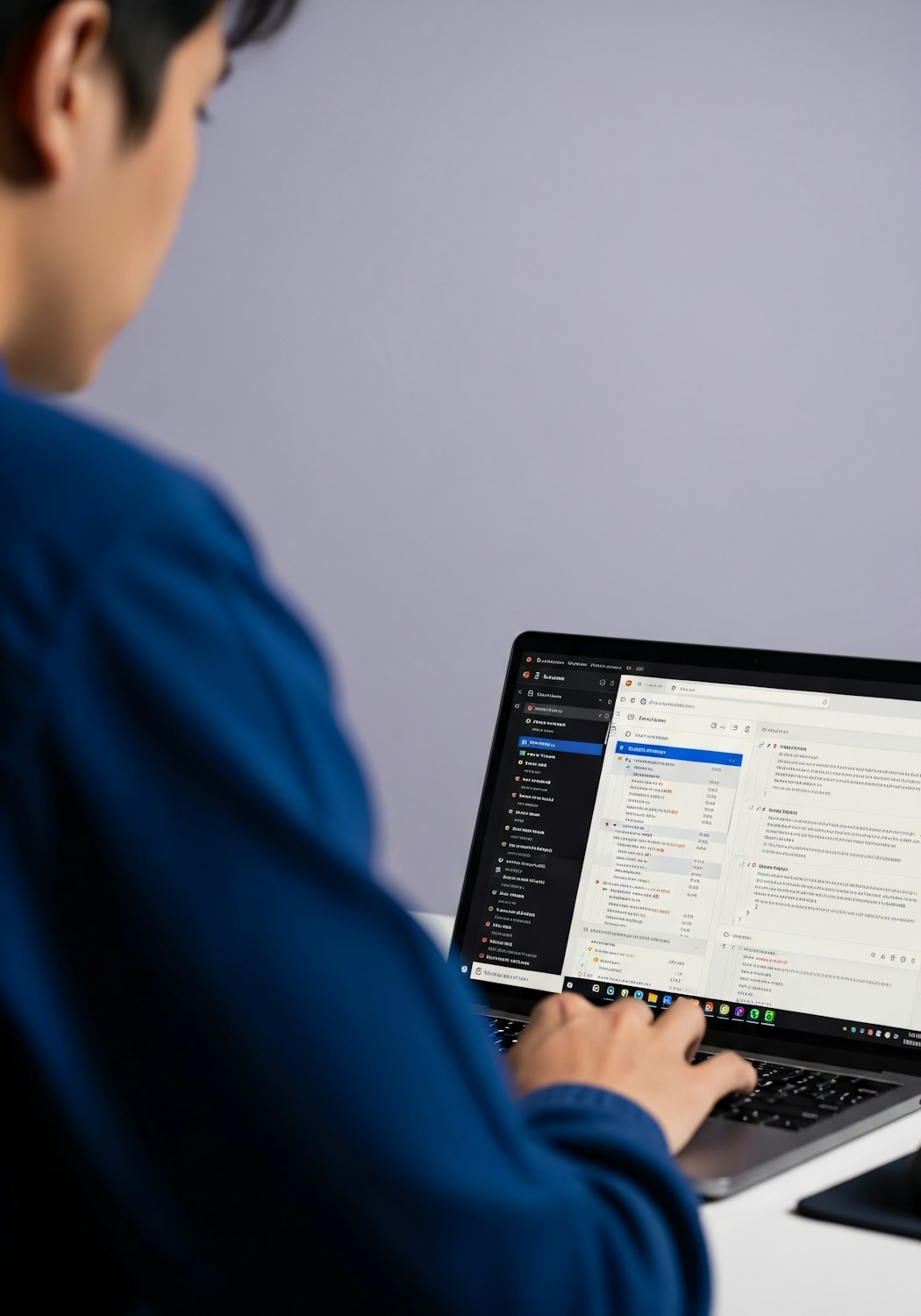 A person evaluates different software options on a laptop, symbolizing the process of selecting the most suitable real estate CRM based on features, cost, and specific job requirements.