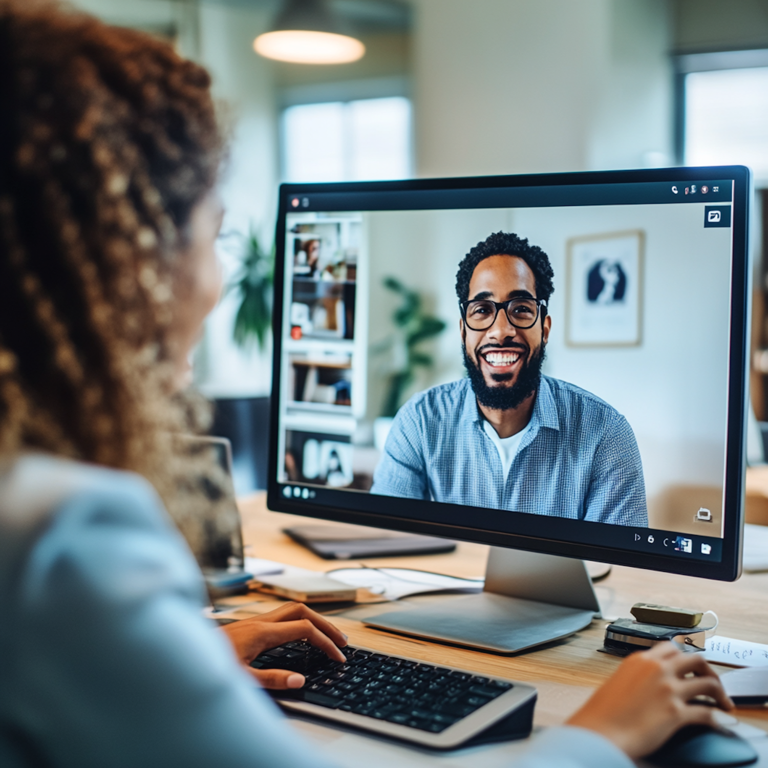 A remote sales director effectively leads a distributed team, leveraging digital tools for communication and performance tracking.
