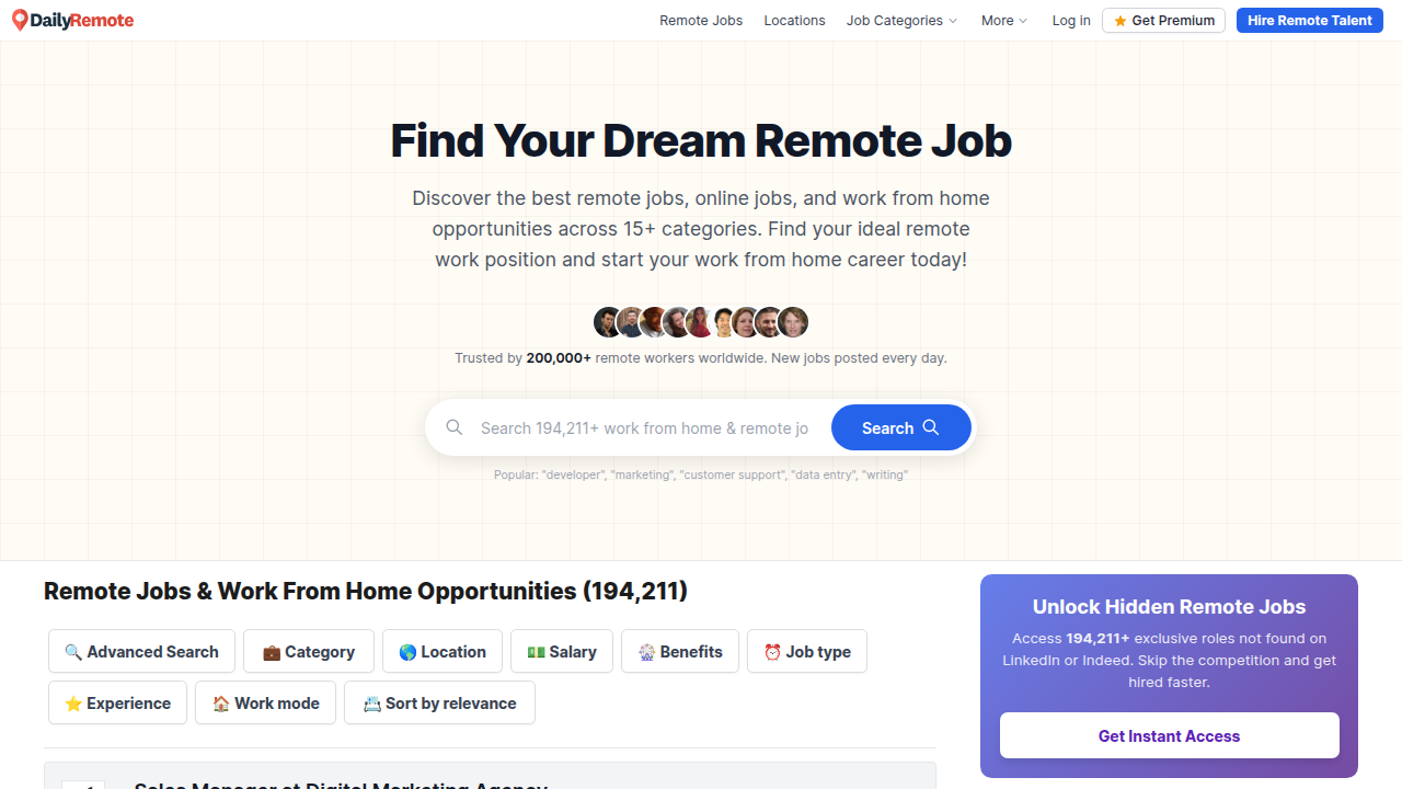 Specialized job boards like DailyRemote offer curated listings for truly remote sales management and director positions.