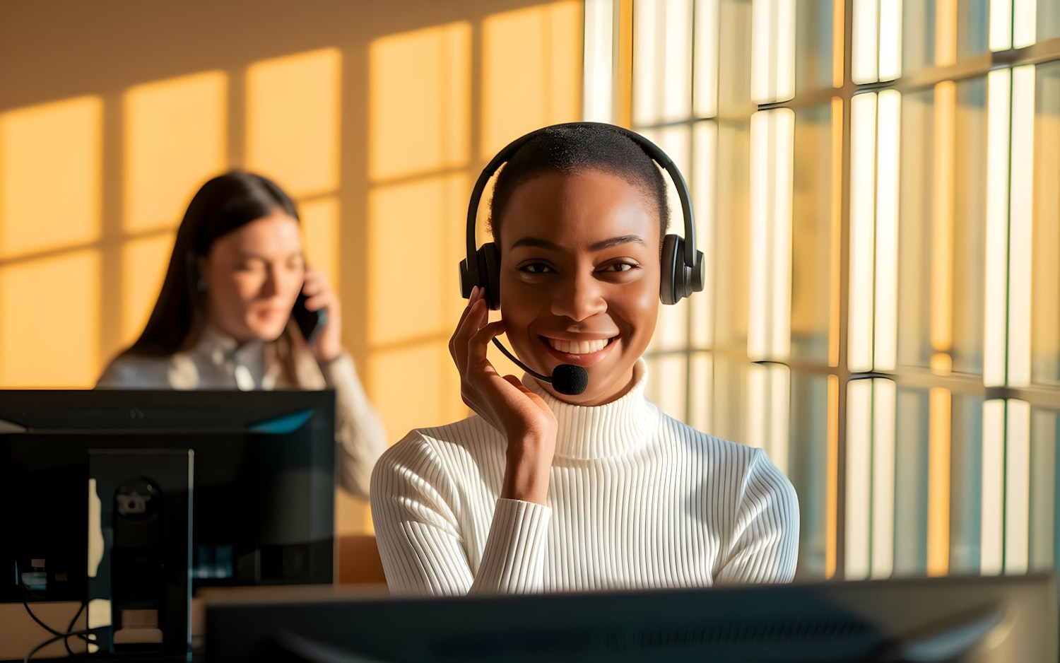 A remote sales professional successfully working from a home office, embodying the booming market for online sales roles.
