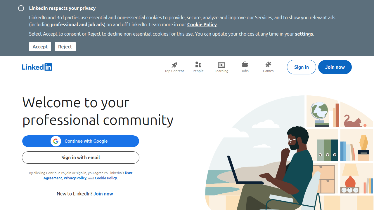The professional networking platform LinkedIn, widely used for job seeking and talent discovery, especially for remote roles.
