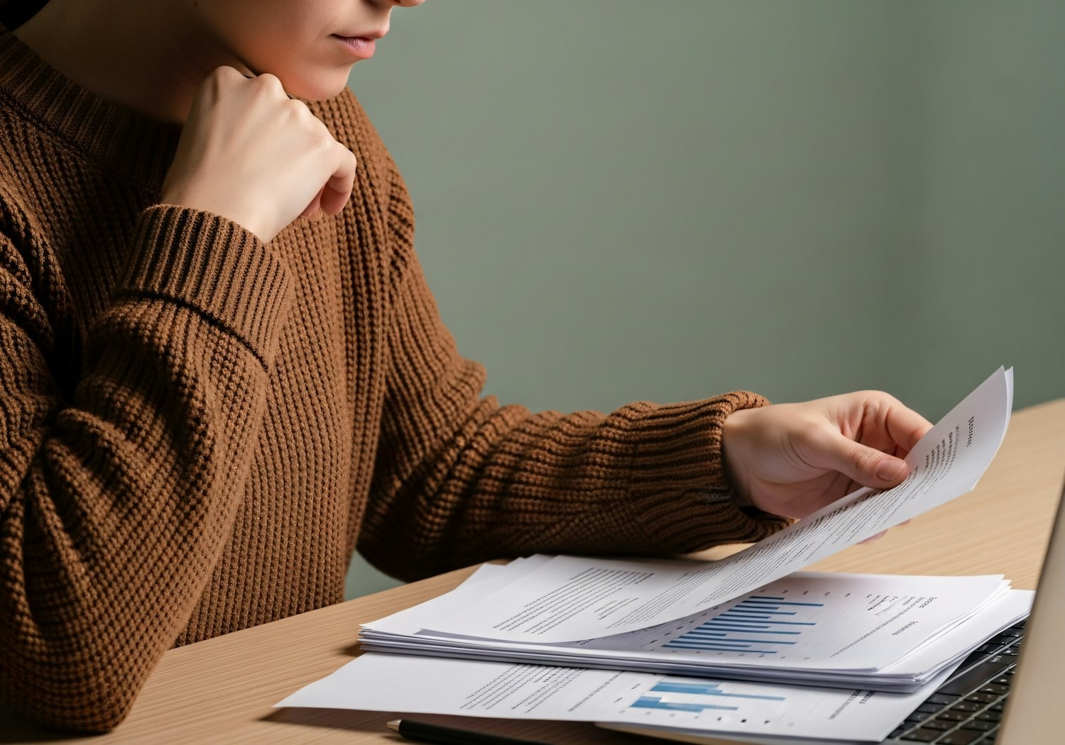 A person focused on a laptop screen, navigating company review sections to evaluate potential employers and their remote culture.