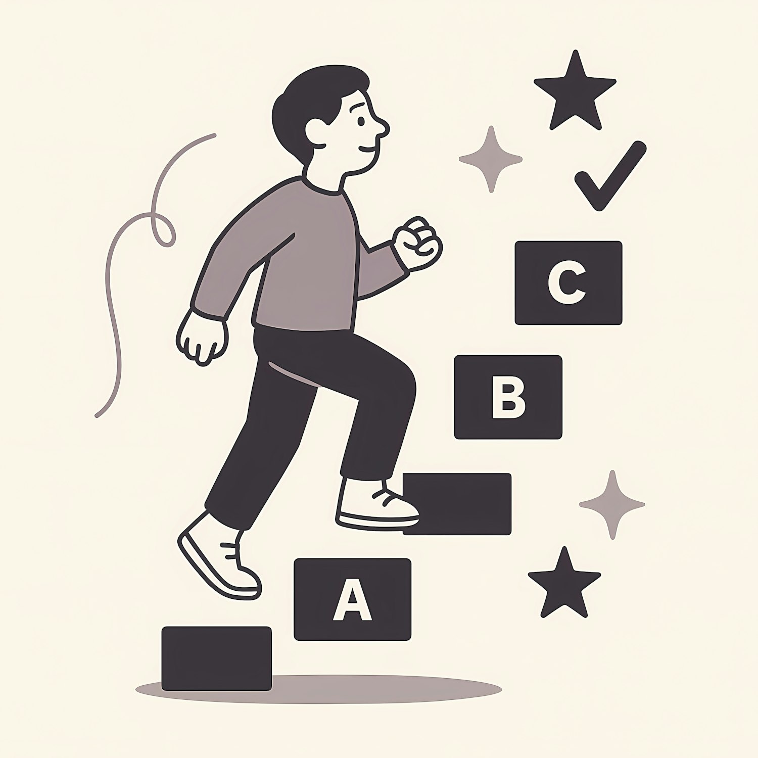 A visual representation of an individual ascending a career ladder, symbolizing growth from an SDR role to higher positions like Account Executive.
