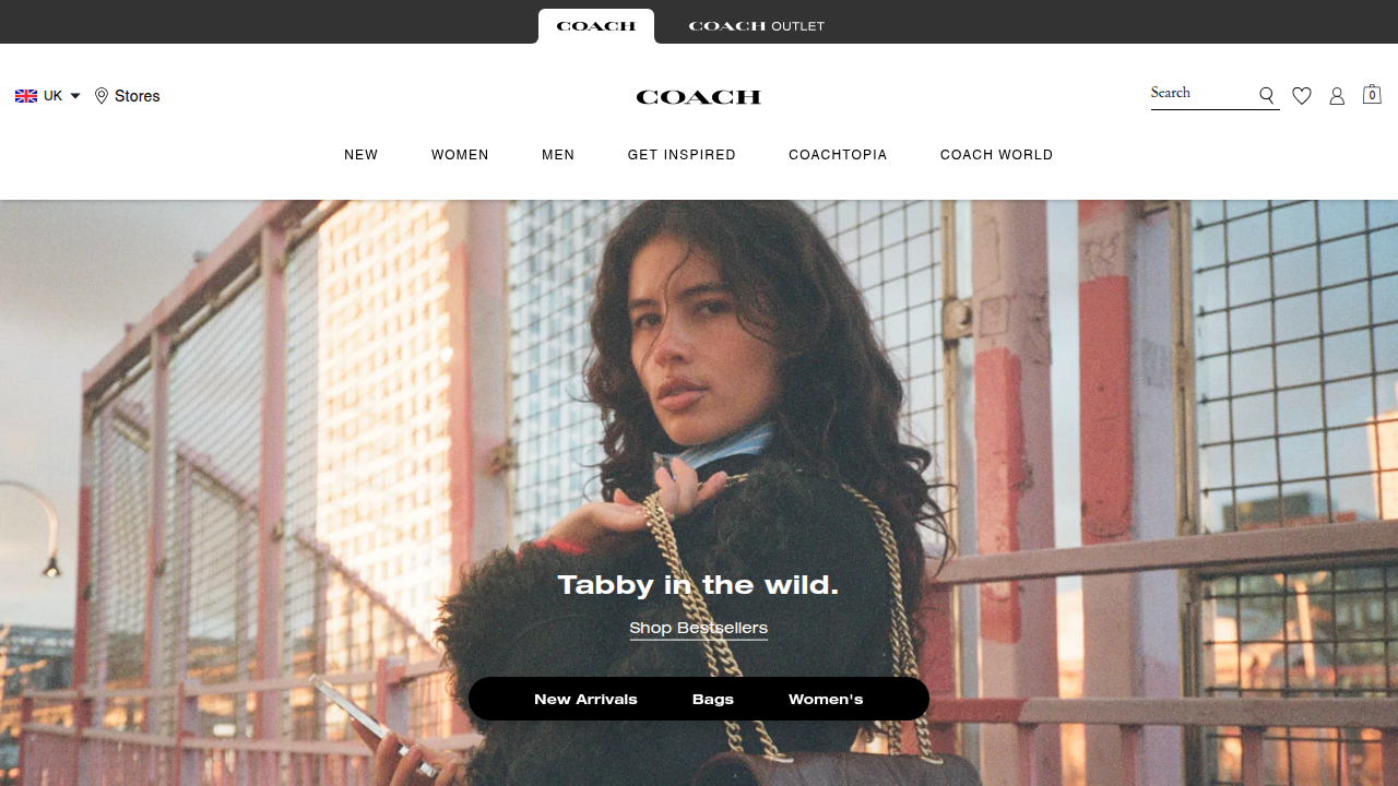 A screenshot of the Coach Outlet website, demonstrating where small leather goods (SLGs) are frequently discounted.